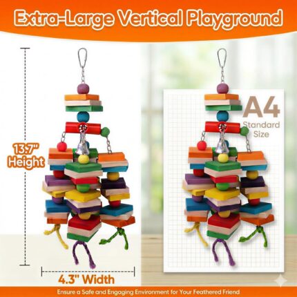 Colorful Hardwood Parrot Chew Toy - Hình 2